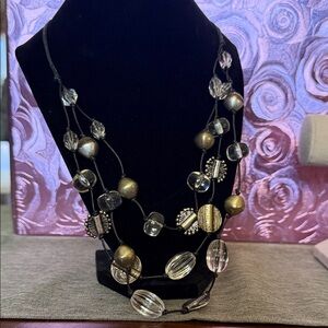 Chico's Black and Gold Multi-Bead Necklace